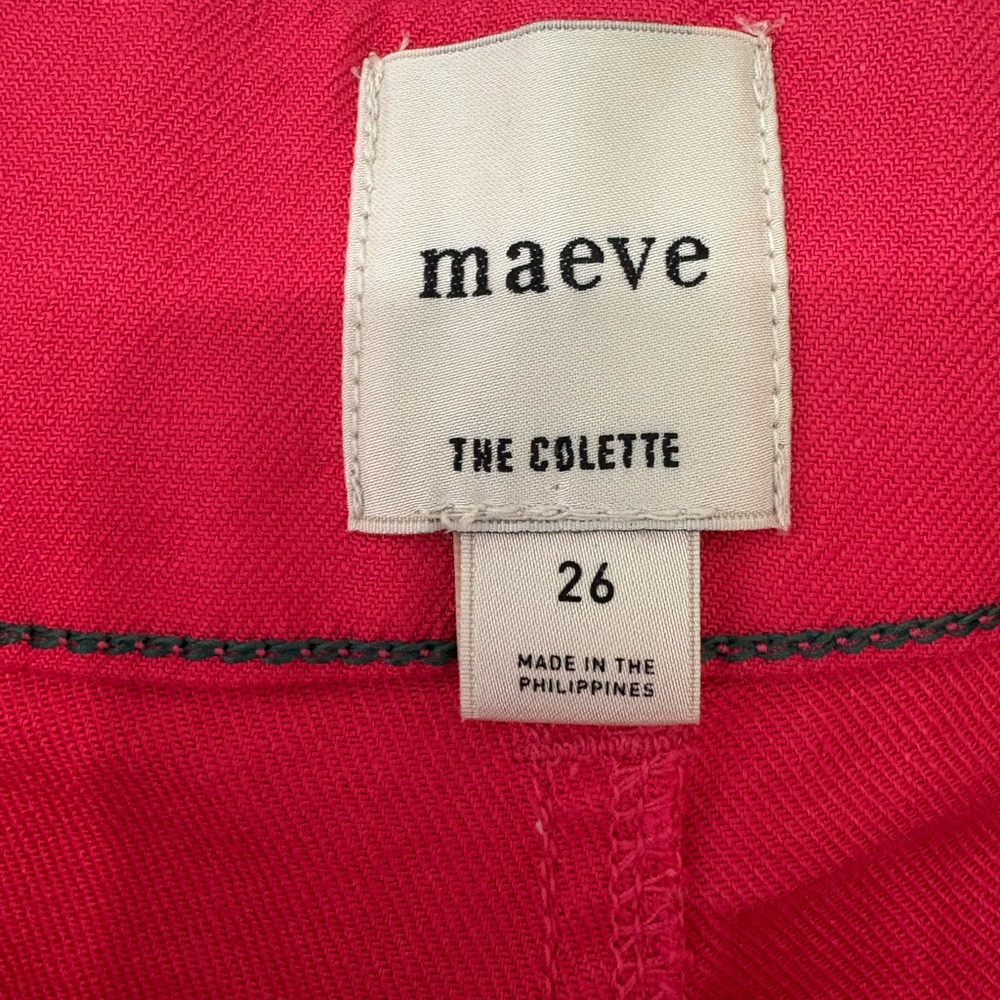 Anthropologie Maeve The Colette bright pink linen cropped pants - Picture 2 of 2